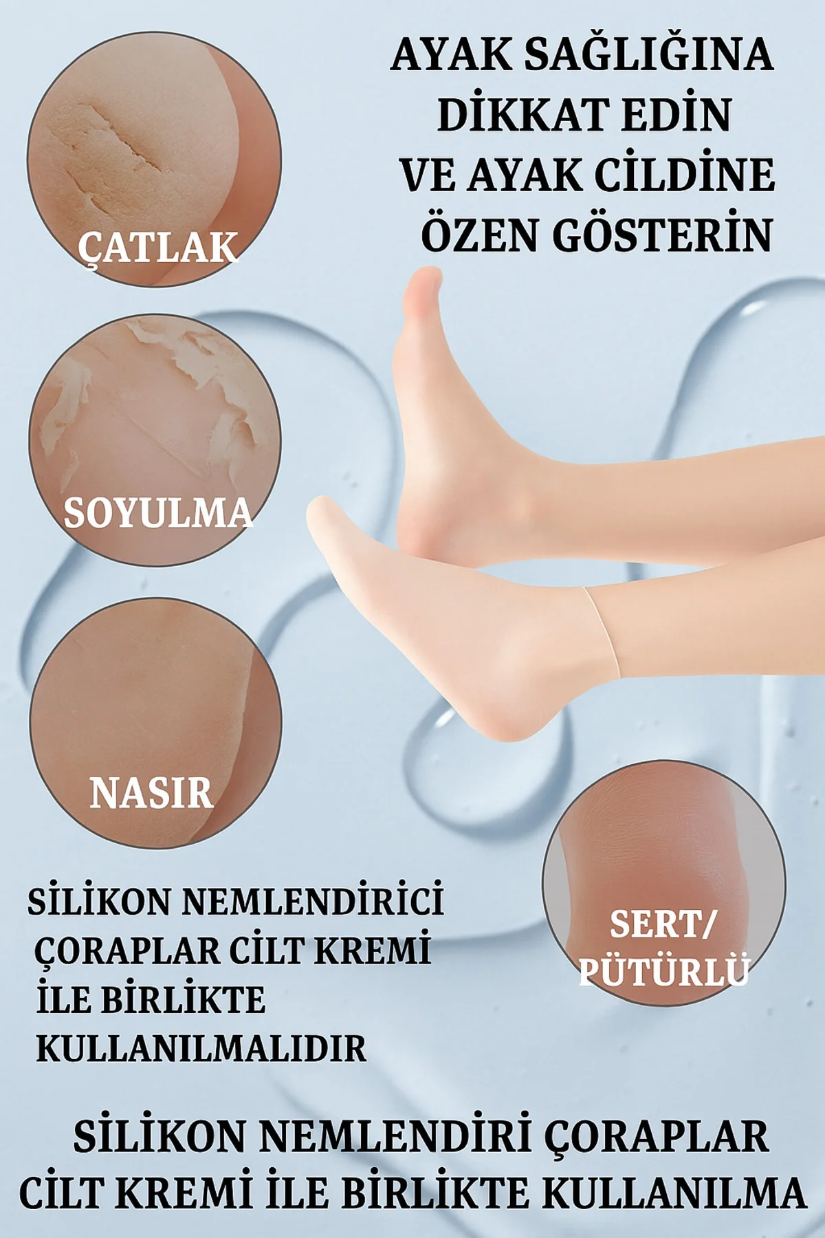 Topuk Çatlak Giderici Onarıcı Ayak Kremi Çorabı – Kuruluk ve Sertlik Önleyici Bakım Ürünü