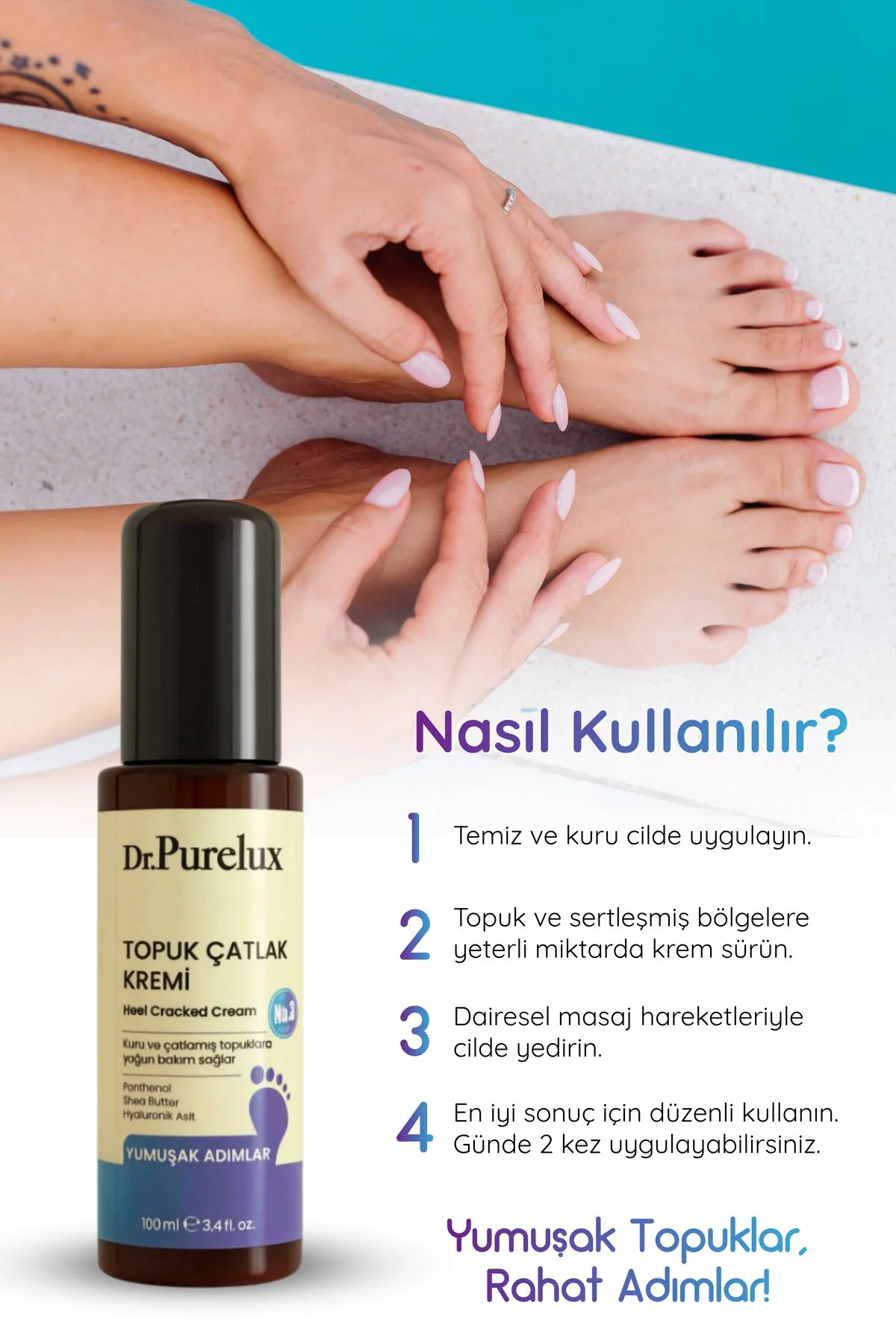 Topuk Çatlak Kremi – Shea Yağı & Hyaluronik Asit İçerikli Yoğun N