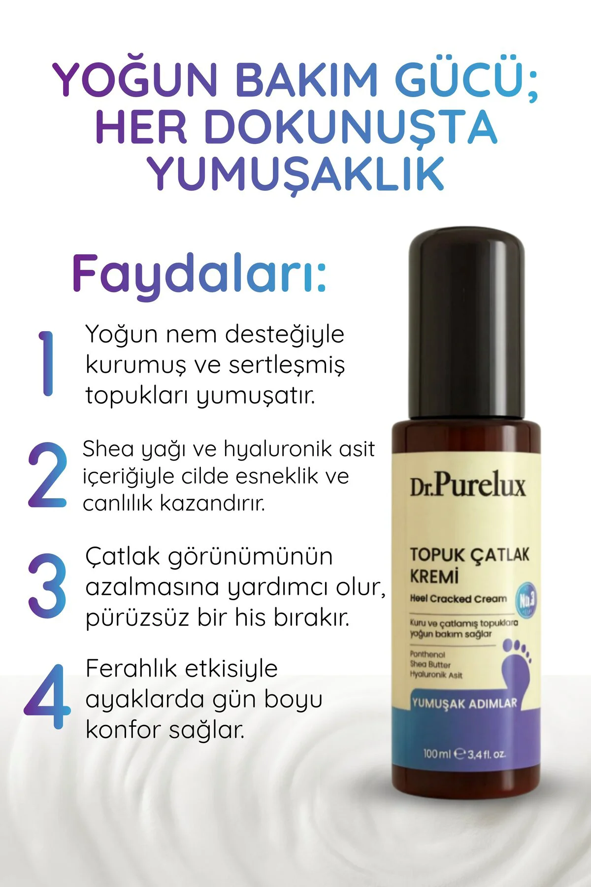 Topuk Çatlak Kremi – Shea Yağı & Hyaluronik Asit İçerikli Yoğun N