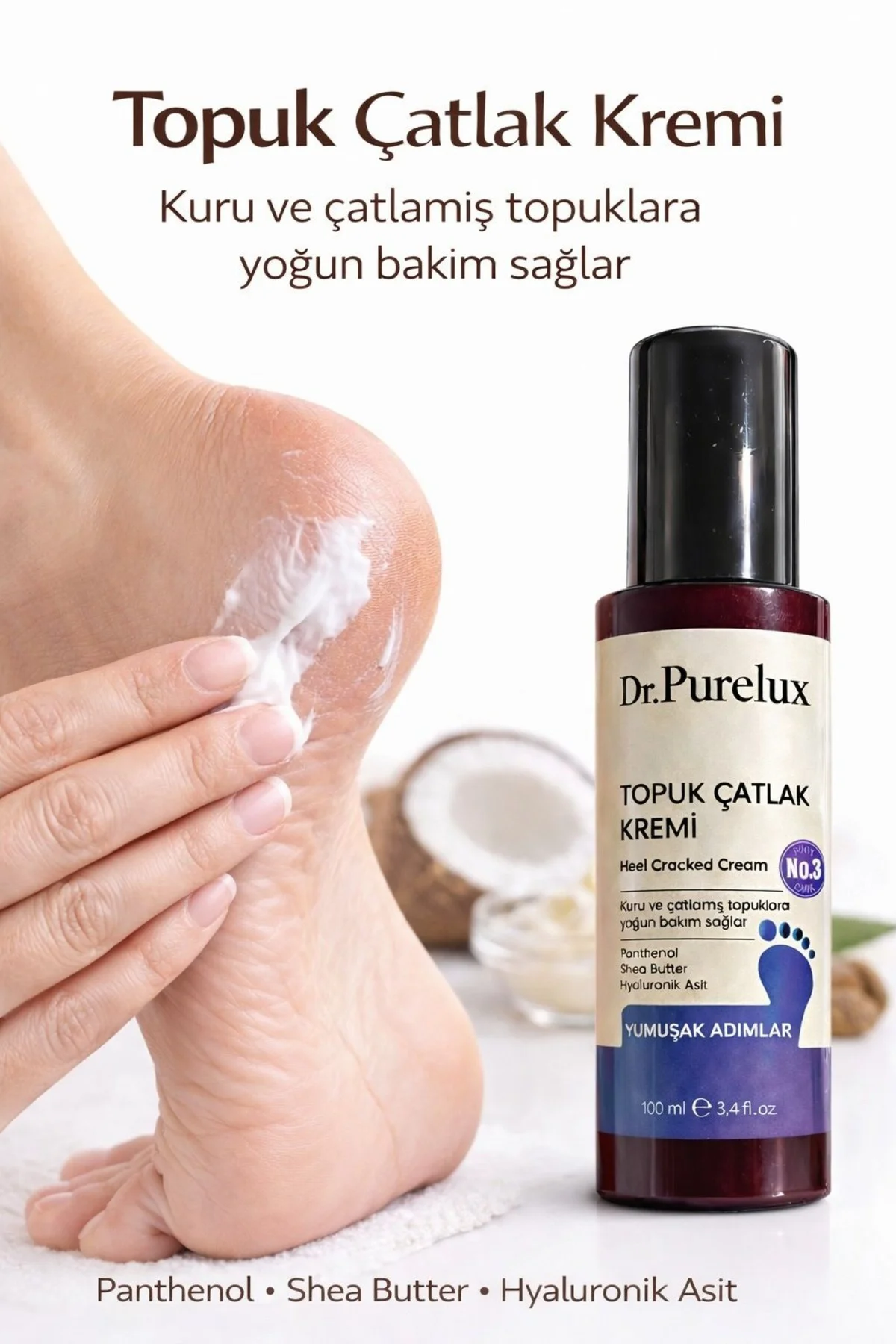 Topuk Çatlak Kremi – Shea Yağı & Hyaluronik Asit İçerikli Yoğun N