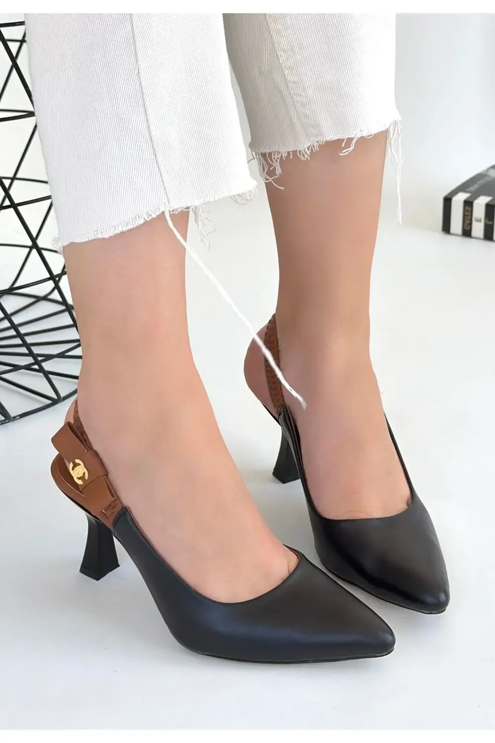 Toran Siyah Cilt Topuklu Ayakkabı