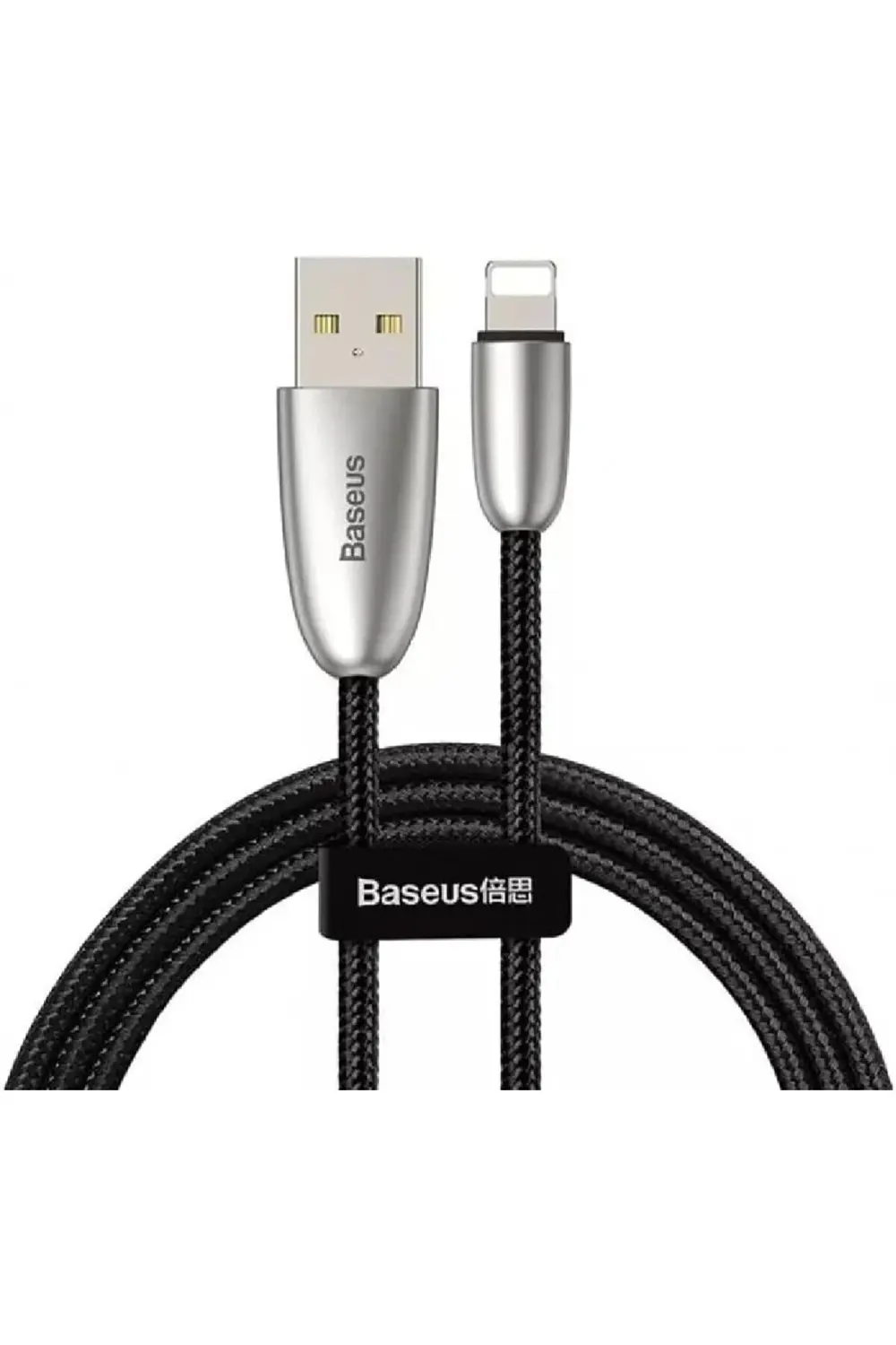 Torch Serisi Alaşım Örgü Tasarım 1.5A 2 Metre Şarj Kablosu Siyah