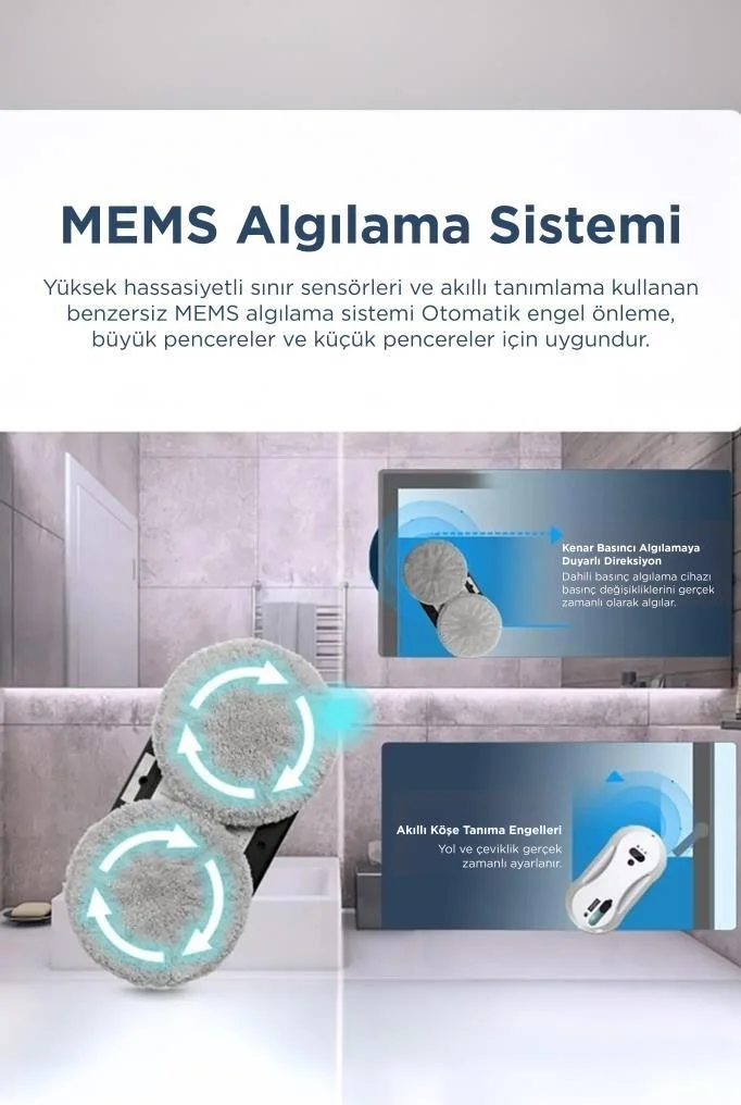 Torima S9 Beyaz Cam Silme Temizleme Robotu Uzaktan Kumandalı Su P