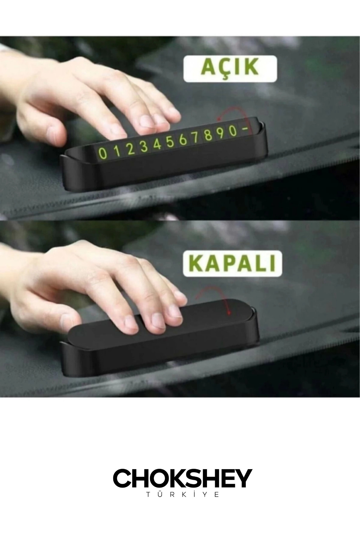 Torpido Üstü Fosforlu Neon Aç-Kapa Numaratör Araç Içi Park Telefo