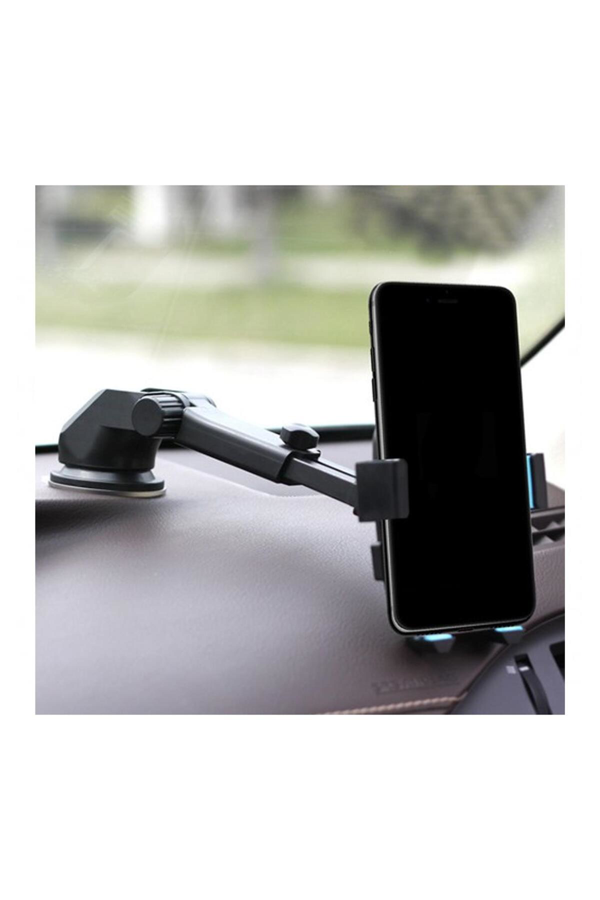 Torpido Üstü Vantuzlu Teleskopik Araç Telefon Tutucu Otomatik Klipsli