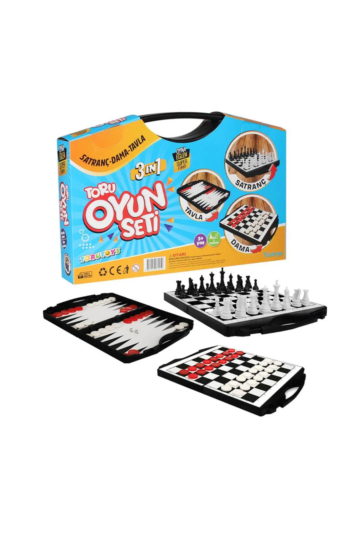 Toru 3 in 1 Çantalı Oyun Seti Satranç-Dama-Tavla