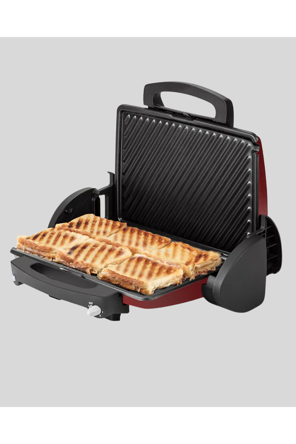 Tost Makinesi Kırmızı Döküm Plaka 6+ Dilim Çok Kapasiteli Izgara 