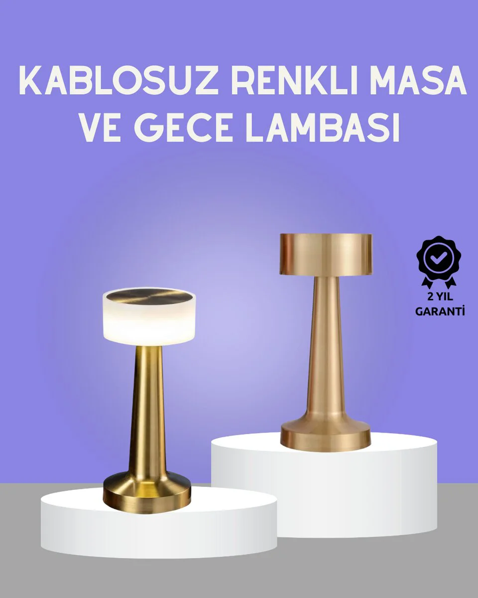 Touch Gece Lambası - Dokunmatik Kontrol, Kablosuz Kullanım, Metal Gövde, LED ve USB Şarj Touch Gece Lambası - Dokunmatik Kontrol, Kablosuz Kullanım, Metal Gövde, LED ve USB Şarj