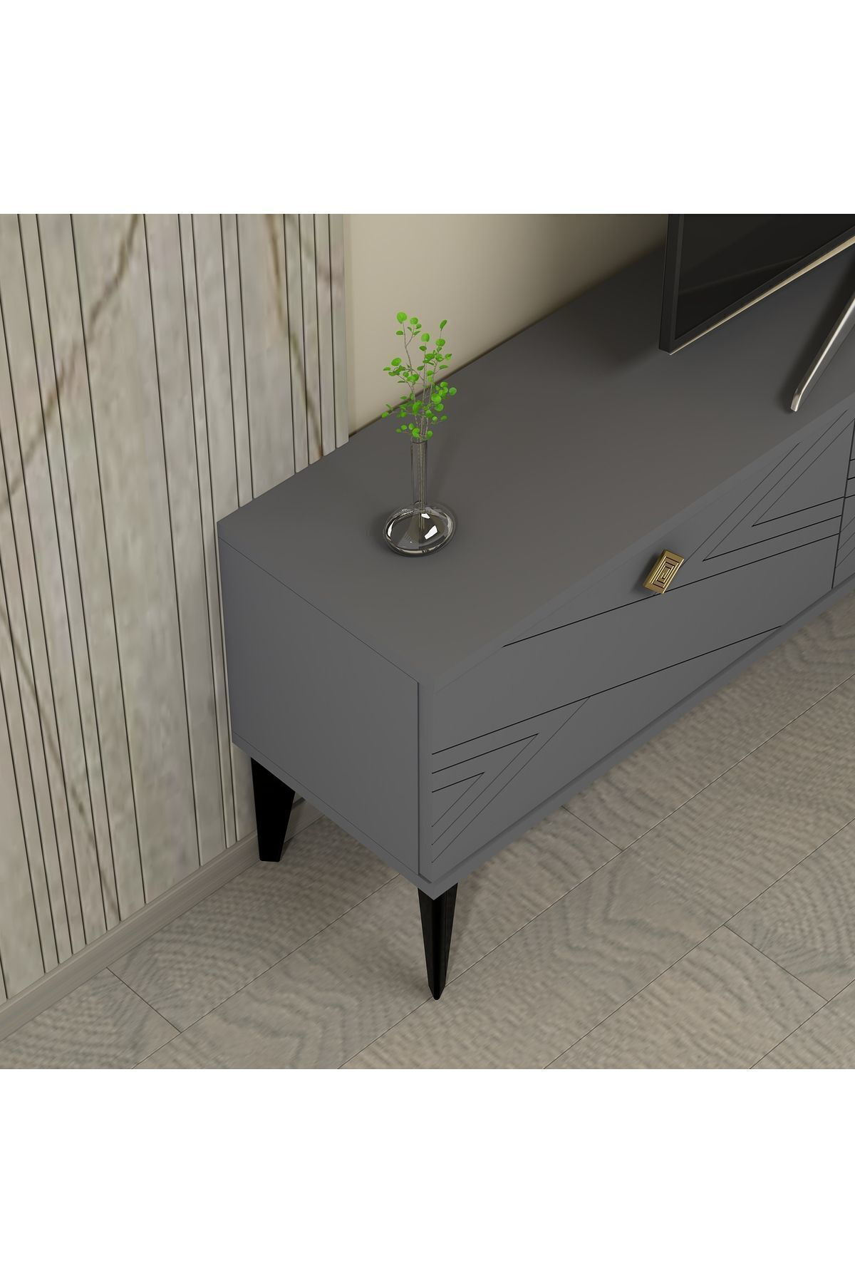 Cantek Dizayn Touch Tv Ünitesi Takimi Antrasit-Antrasit