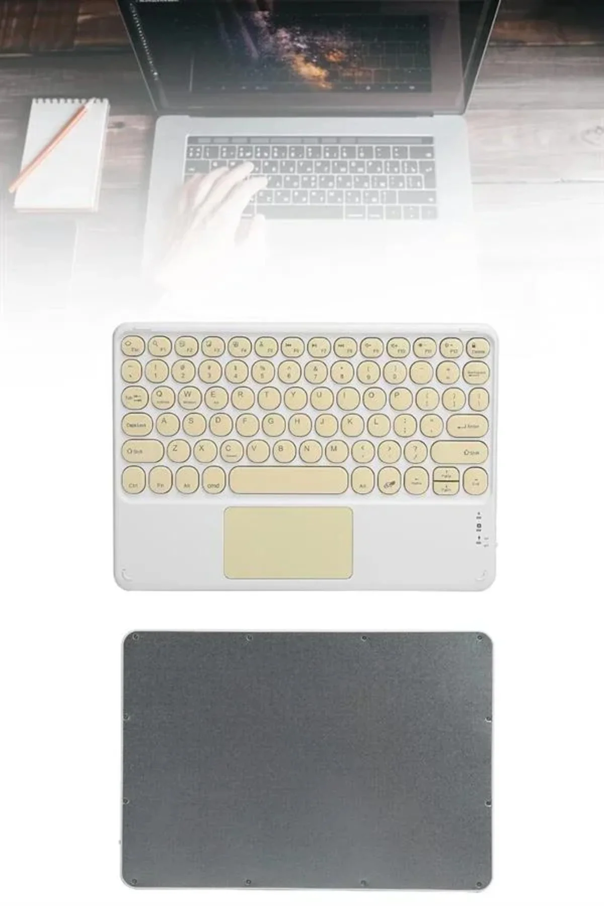 Touchpad Tüm Cihazlara Uyumlu Bluetooth Klavye Touchpad Slim Kablosuz Wifi Q Klavye