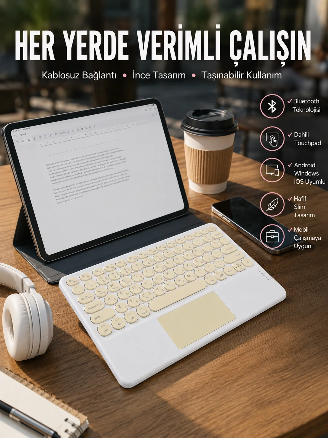 Touchpad Uyumlu Bluetooth Klavye Slim Kablosuz Wifi Q Klavye
