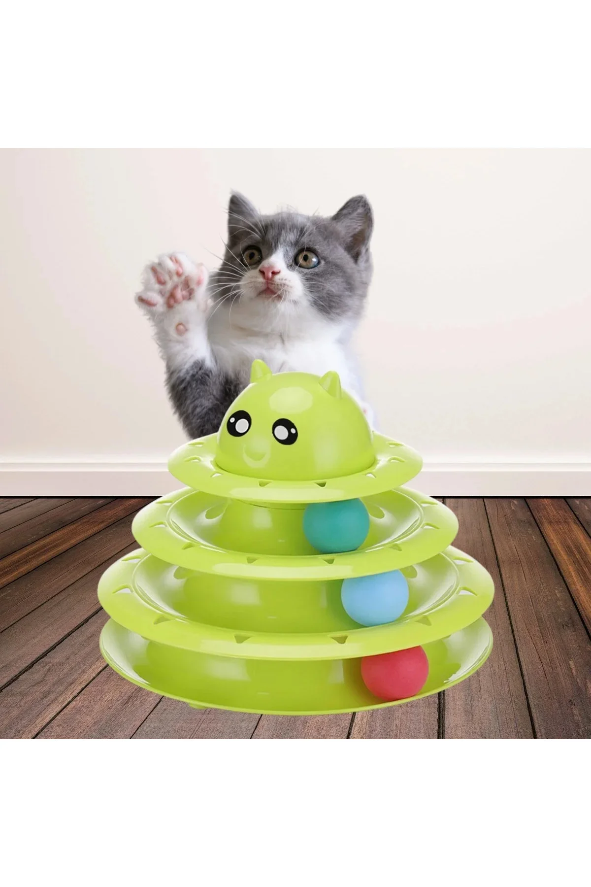 Tower Of Tracks Eğlenceli Üç Katlı Kedi Oyuncağı Seti Kedi Oyunu
