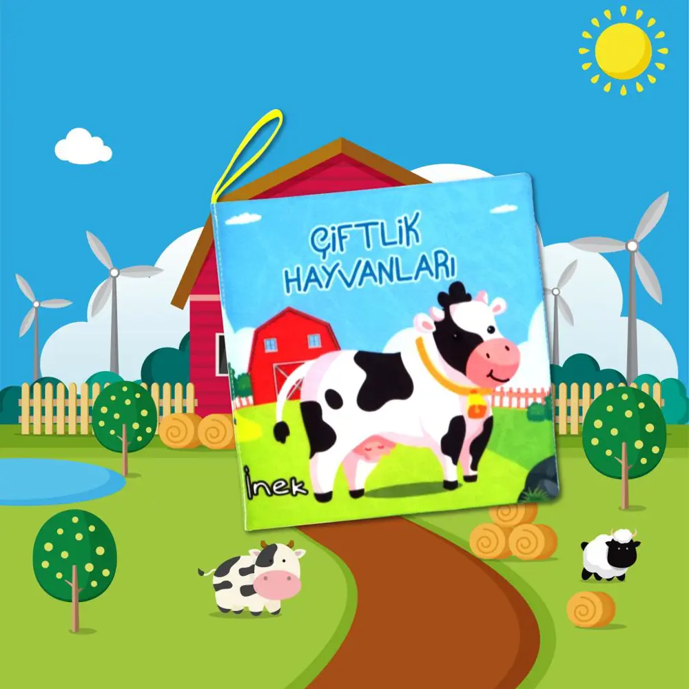 Tox Çiftlik Hayvanları Kumaş Sessiz Kitap T134 - Bez Kitap , Eğit