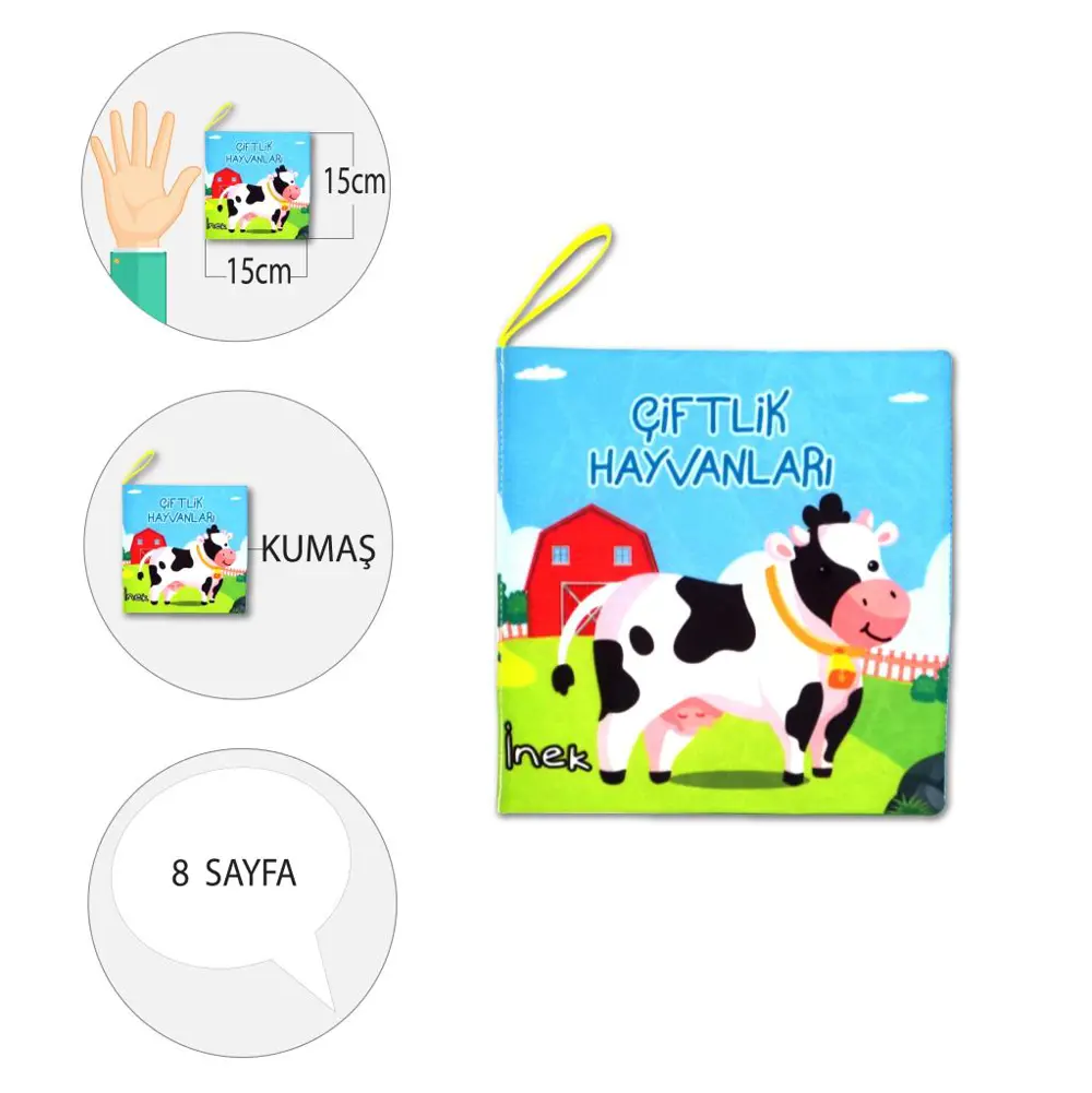 Tox Çiftlik Hayvanları Kumaş Sessiz Kitap T134 - Bez Kitap , Eğit
