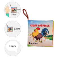 Ada Detox Tox İngilizce Çiftlik Hayvanları Kumaş Sessiz Kitap E387 - Bez Ki