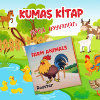 Ada Detox Tox İngilizce Çiftlik Hayvanları Kumaş Sessiz Kitap E387 - Bez Ki