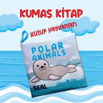 Tox İngilizce Kutup Hayvanları Kumaş Sessiz Kitap E125 - Bez Kita