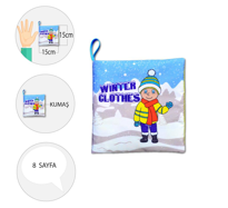 Ada Detox Tox İngilizce Kışlık Giysiler Kumaş Sessiz Kitap E124 - Bez Kitap