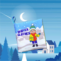 Ada Detox Tox İngilizce Kışlık Giysiler Kumaş Sessiz Kitap E124 - Bez Kitap