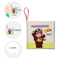 Ada Detox Tox İngilizce Meslekler Sessiz Kumaş Kitap E385 - Bez Kitap , Eği