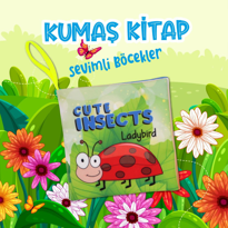 Ada Detox Tox İngilizce Sevimli Böcekler Kumaş Sessiz Kitap E386 - Bez Kita