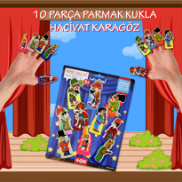Tox Karagöz , Hacivat 10 Parça Parmak Kukla Set T224