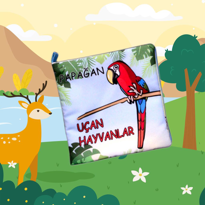 Ada Detox Tox Uçan Hayvanlar Kumaş Sessiz Kitap T053 - Bez Kitap , Eğitici 