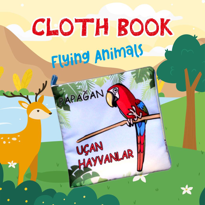 Ada Detox Tox Uçan Hayvanlar Kumaş Sessiz Kitap T053 - Bez Kitap , Eğitici 