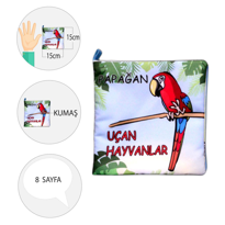 Ada Detox Tox Uçan Hayvanlar Kumaş Sessiz Kitap T053 - Bez Kitap , Eğitici 