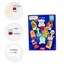 Tox Vahşi Hayvanlar 10 Parça Parmak Kukla , Eğitici Oyuncak T782