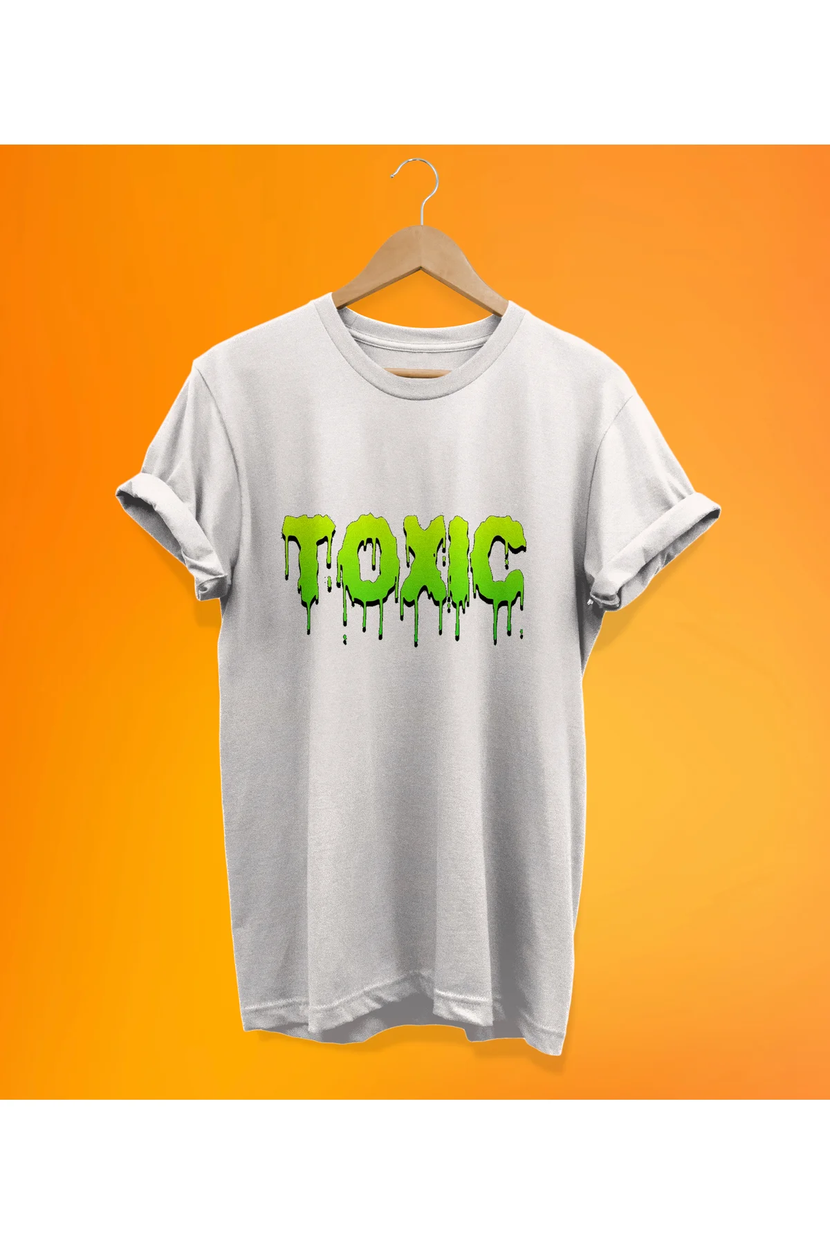 Toxic Baskılı Beyaz, %100 Pamuk Basic (Normal Beden) T-Shirt