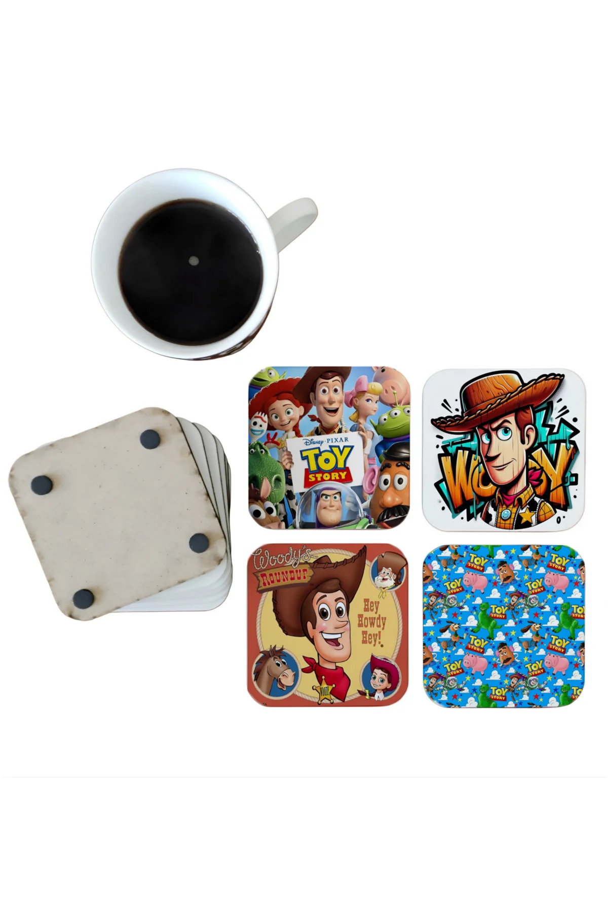 Toy Story Dekoratif Ahşap Bardak Altlığı Seti 043