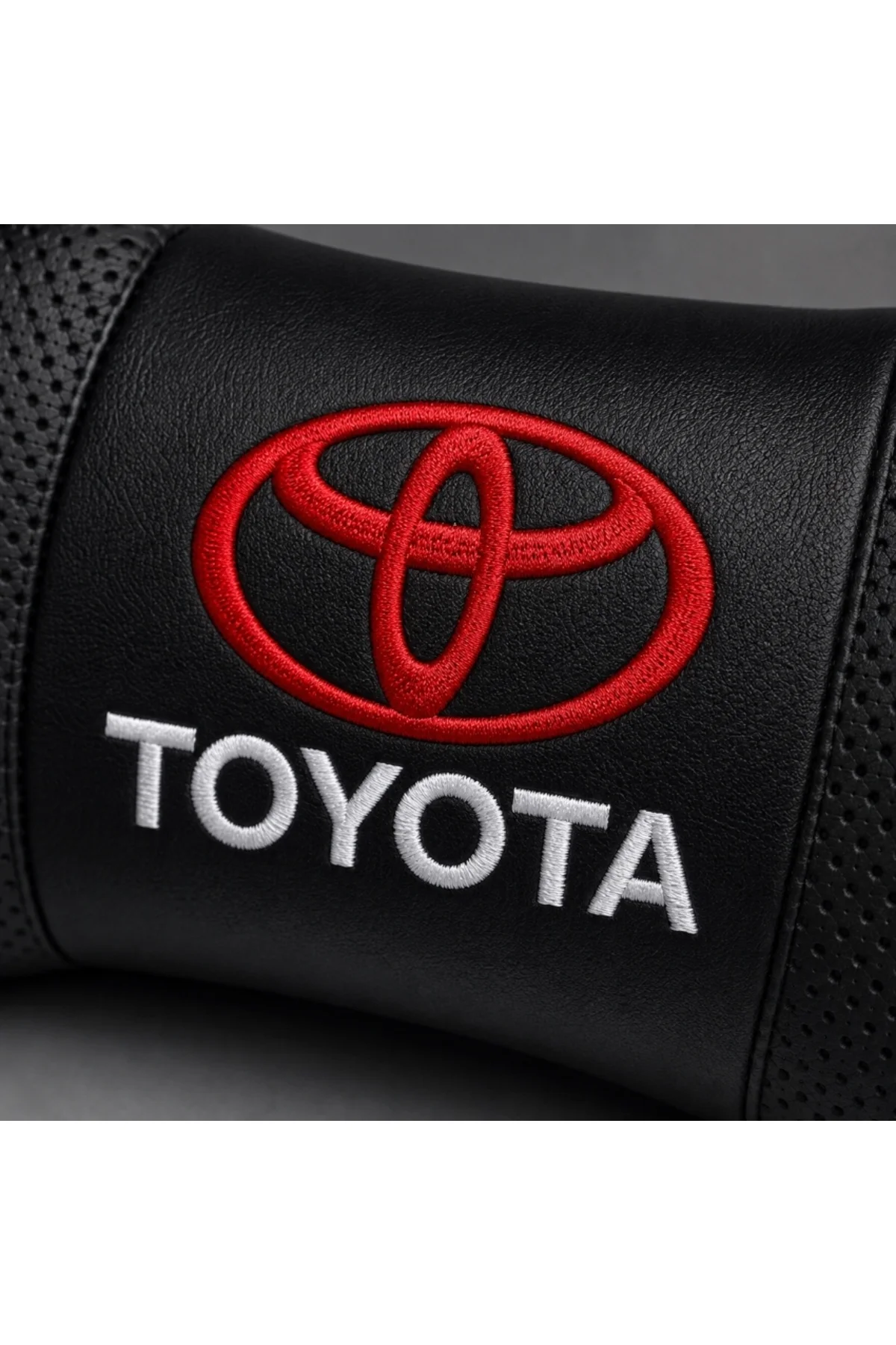Toyota 2 Adet Ortopedik Boyun Yastığı Kırmızı Logo Beyaz Nakışlı Oto Koltuk Baş Boyun Destek Yastığı - Görsel 2