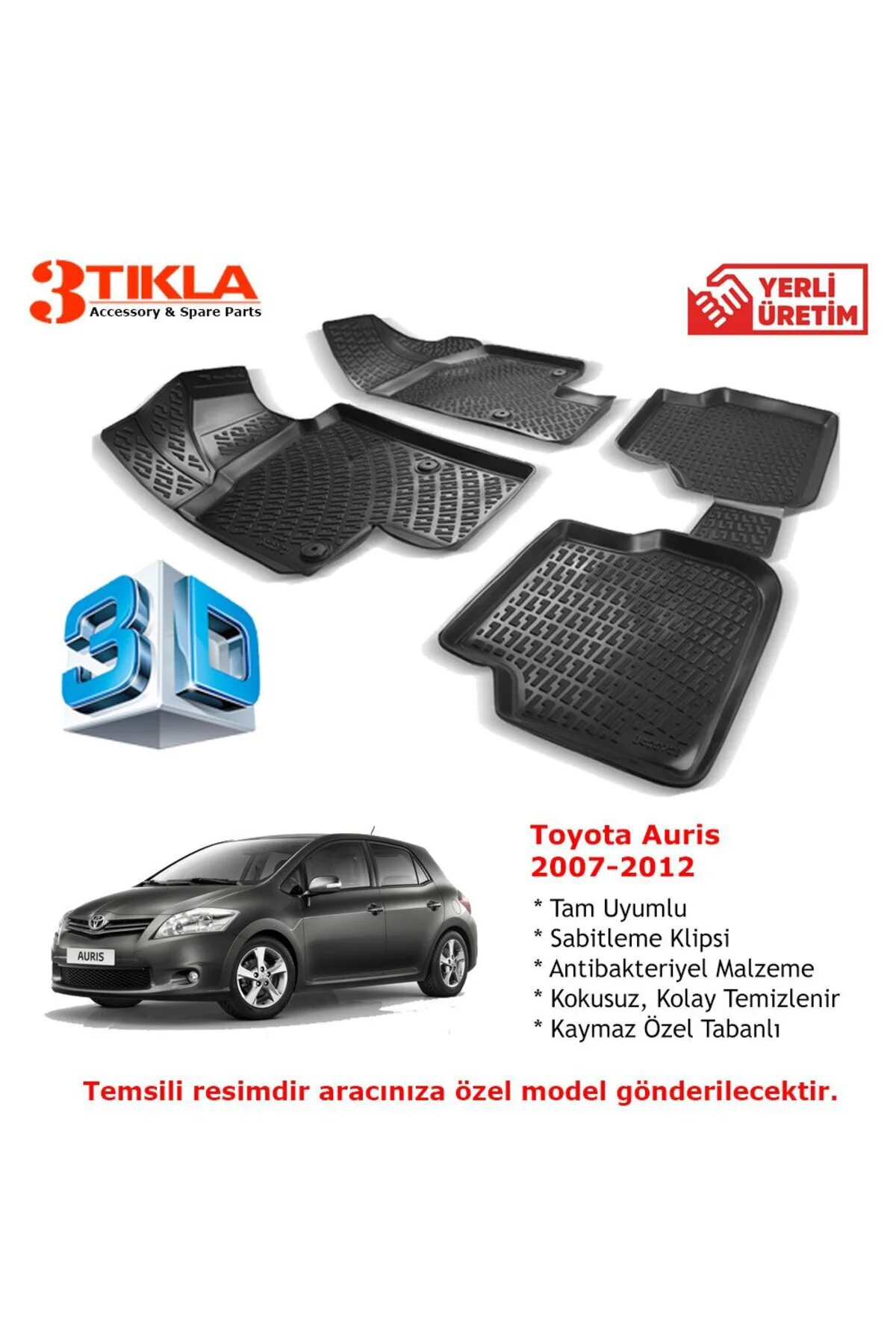 Toyota Auris 2007-2012 Premium 3D Havuzlu Paspas Seti Toyota Auris 2007-2012 Premium 3D Havuzlu Paspas Seti