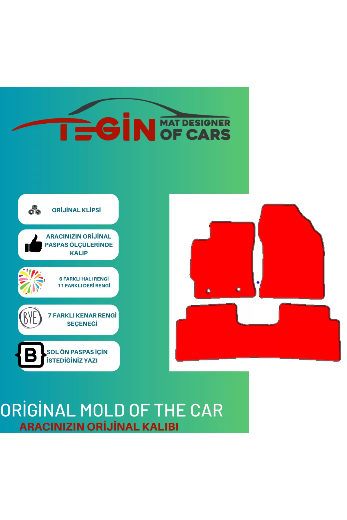 Toyota Auris 2013 + Prime Bej Halı Gri Kenar Halı Paspas