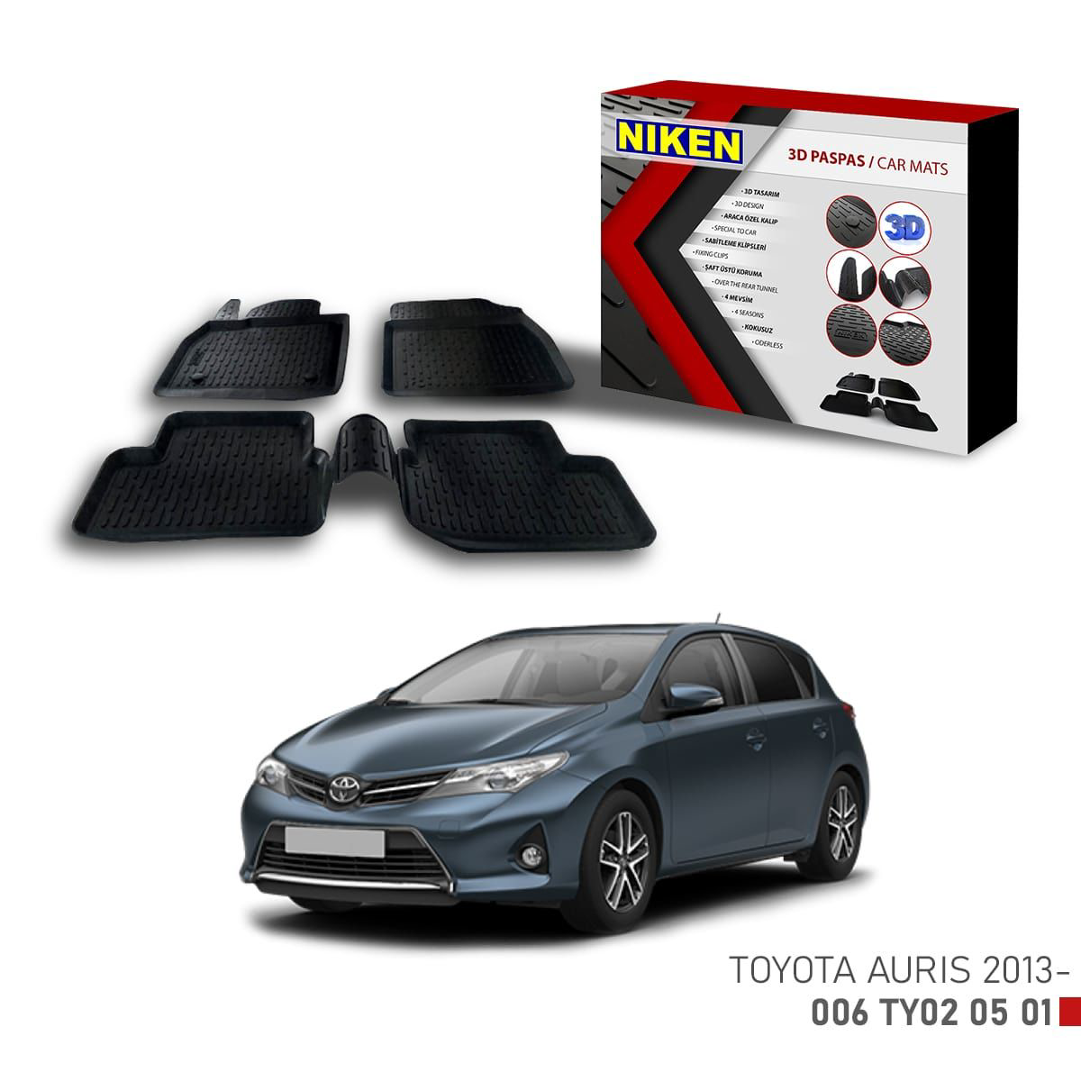 Toyota Auris -2013 için Uyumlu 3D Paspas