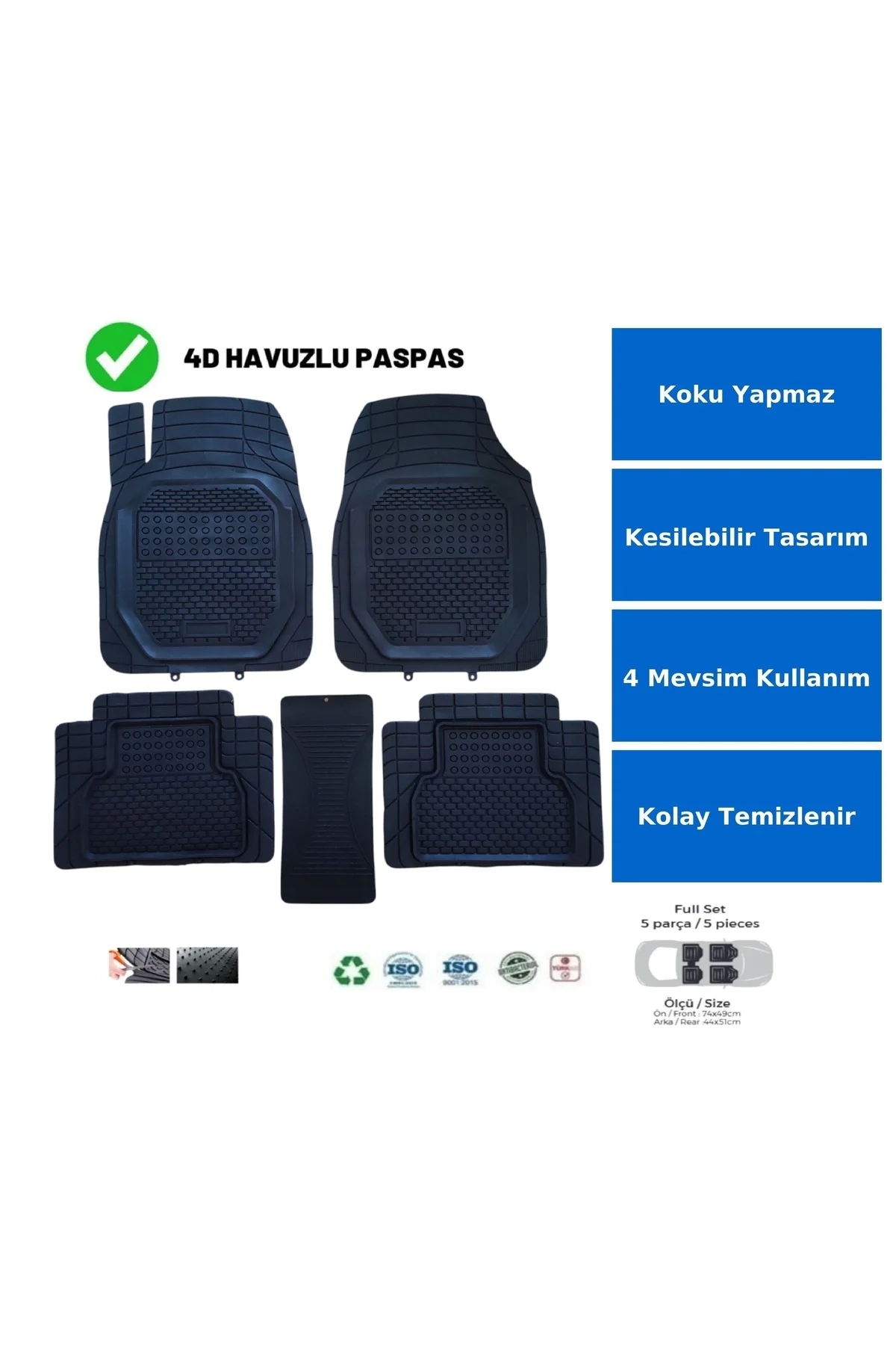 Toyota Auris HB 2014 UYUMLU HAVUZLU ÜNIVERSAL YENİ NESİL PLUS PASPAS SİYAH