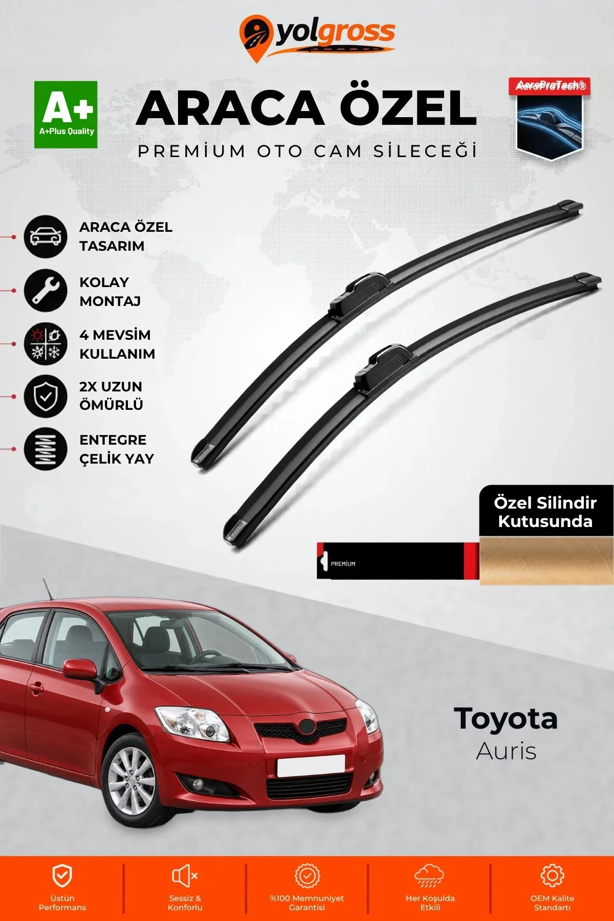 Toyota Auris Ön Cam Silecek Seti 2006-2012 Premium Araca Özel 65-40 Cm A+ Kalite