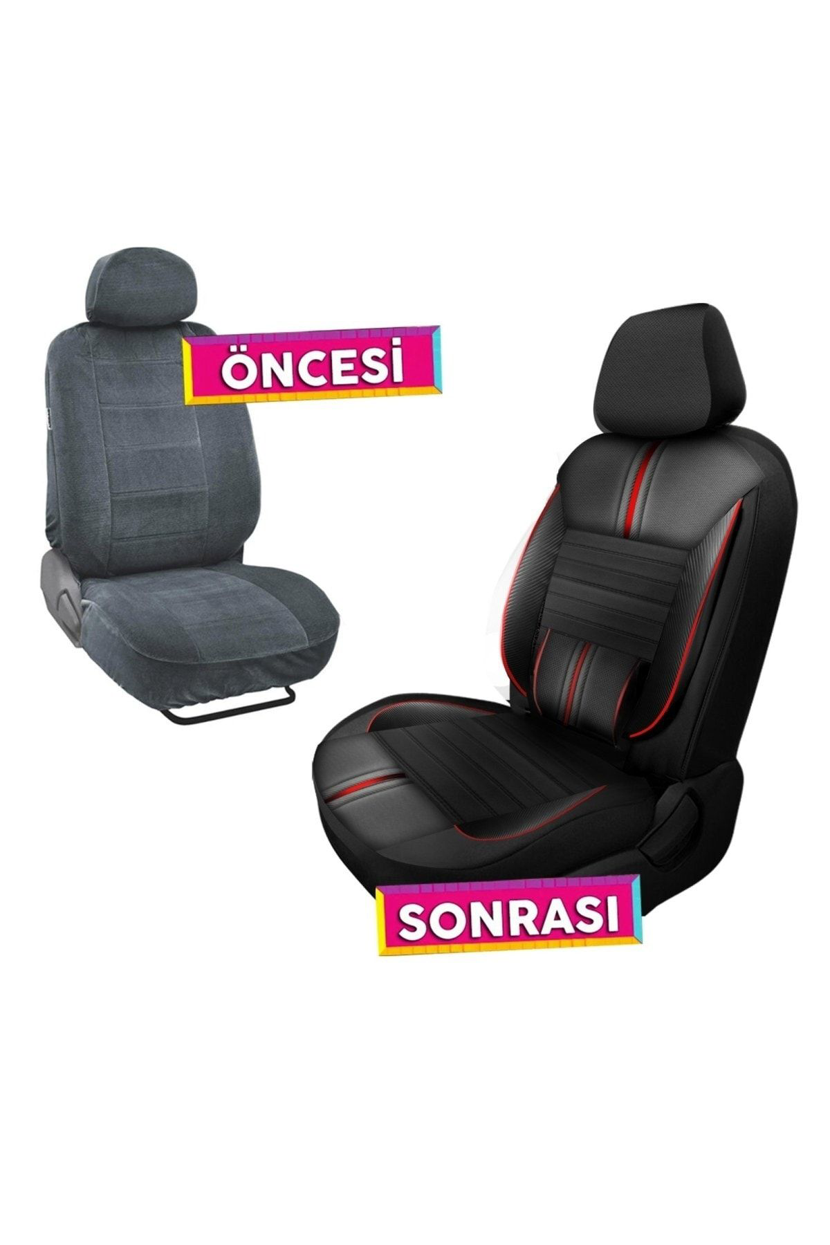 Toyota Auris Uyumlu Koltuk Kılıfı Titan Serisi Deri - Kırmızı