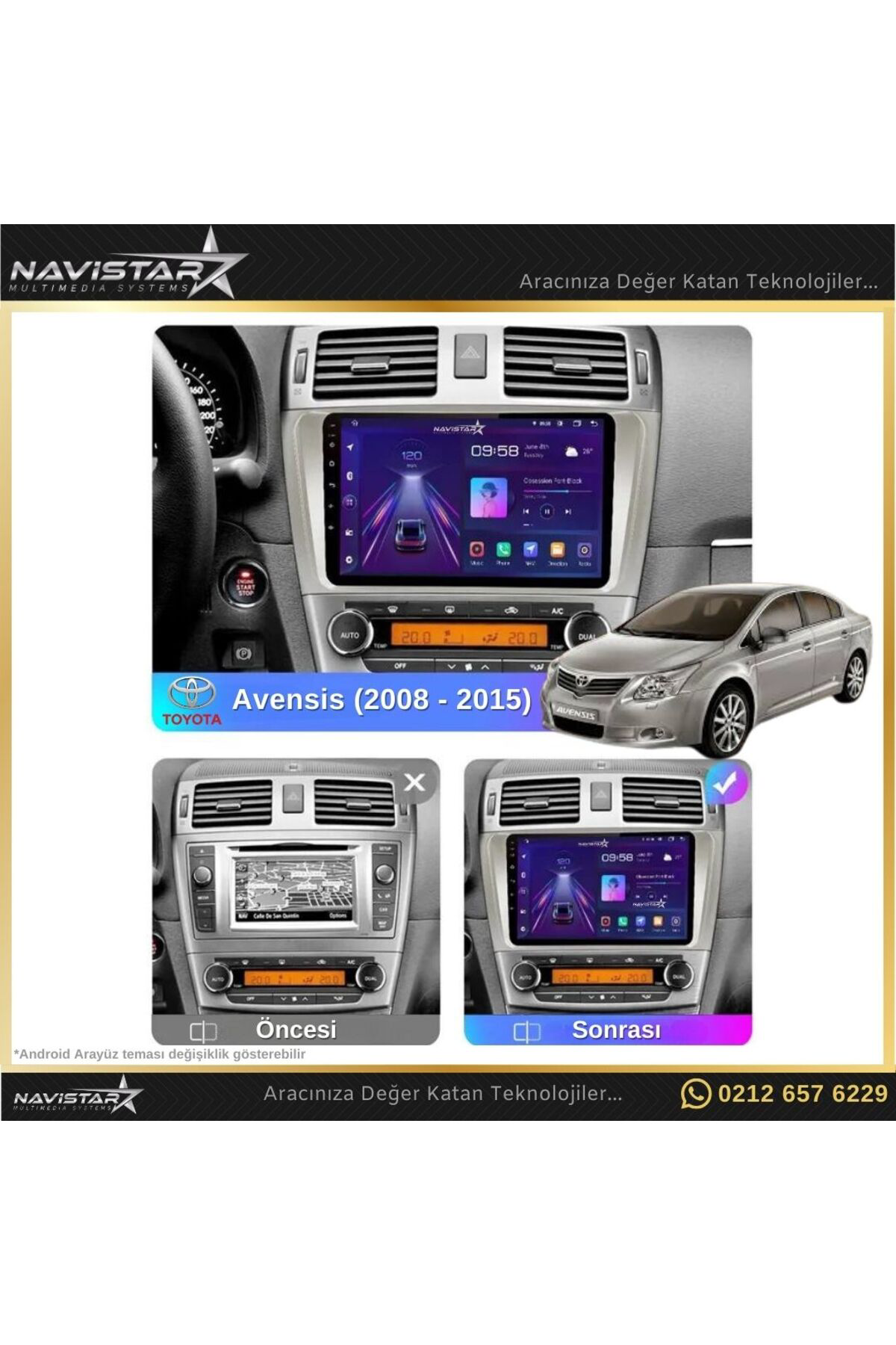 Toyota Avensis 2008-2015 Model 4gb 64gb Android 13 Kablosuz Carpl