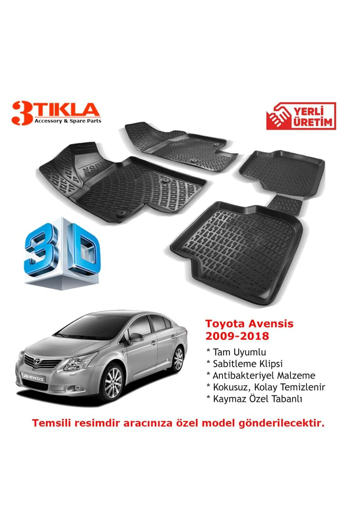 Toyota Avensis 2009-2018 Premium 3D Havuzlu Paspas Seti