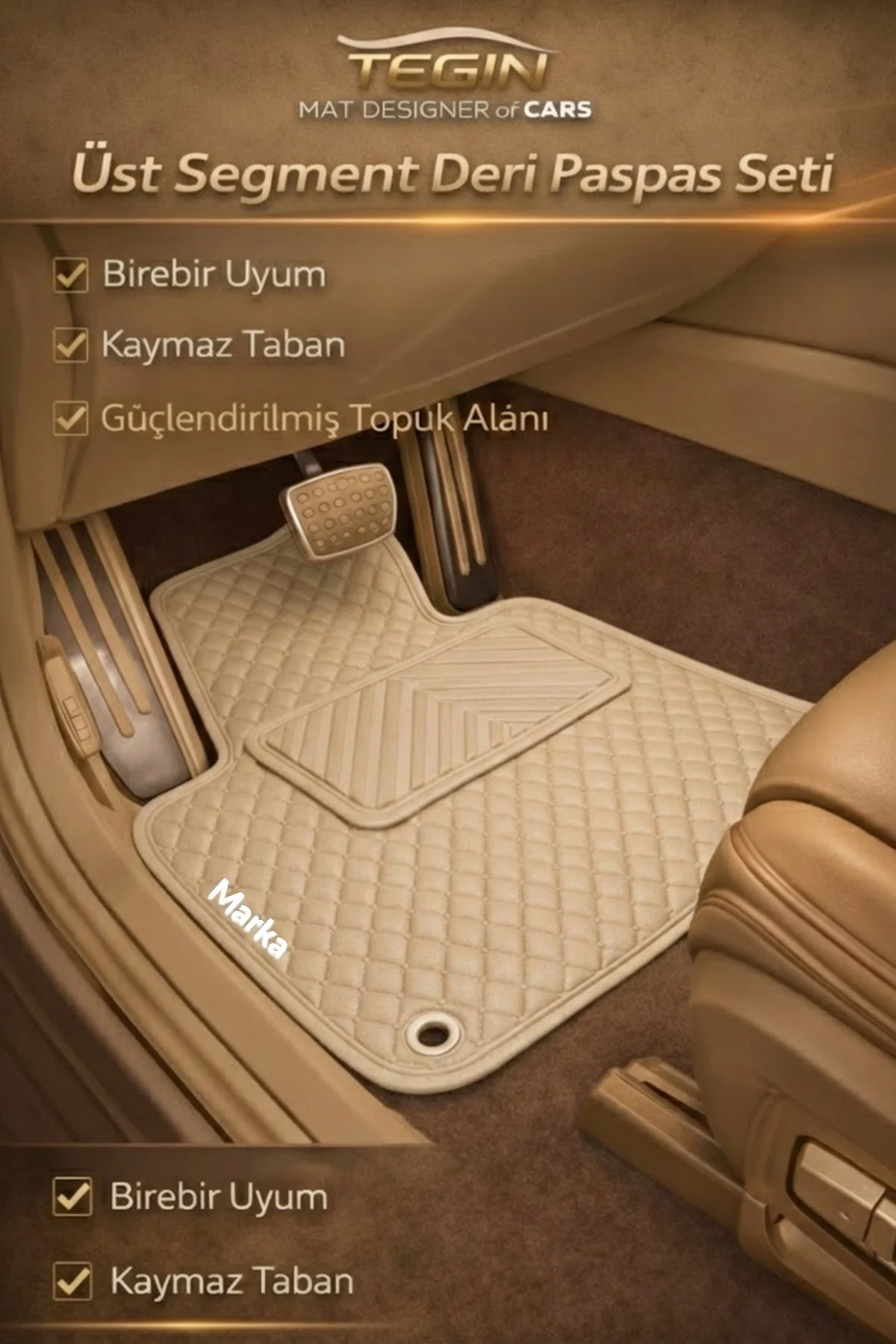 Toyota Avensis 2009-2018 T270 Kasa (3. Nesil) Tam Uyumlu Premium Deri Paspas Bej Kenar
