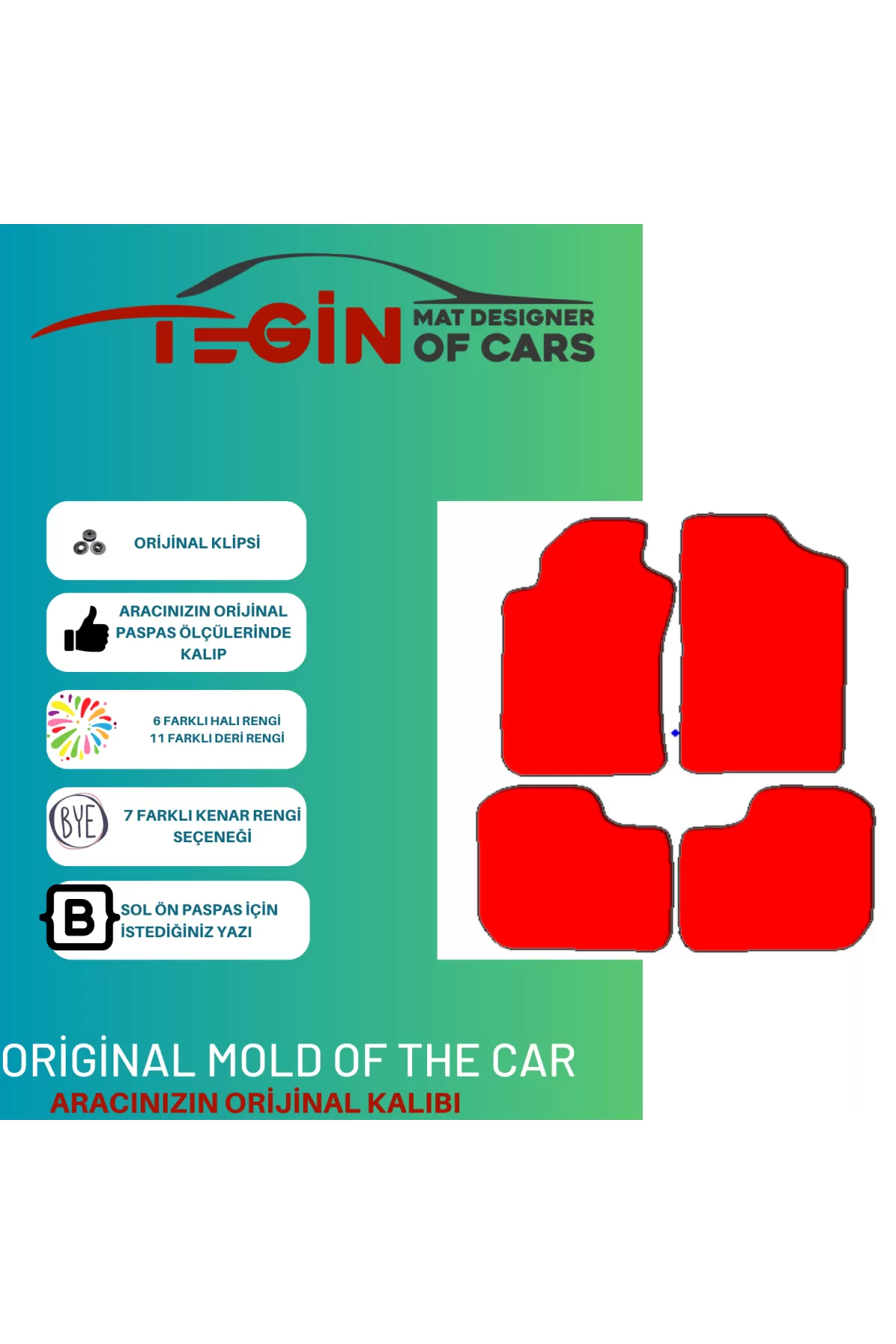 Toyota Avensis 2003-2009 Prime Bej Halı Mavi Kenar Halı Paspas