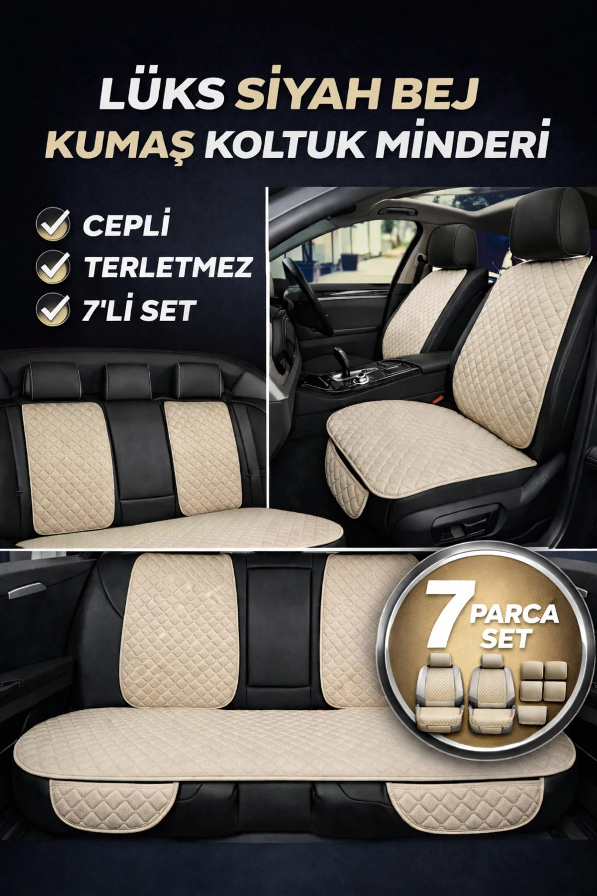 Toyota Aygo 2005–ve Sonrası Uyumlu Kumaş Koltuk Minderi Kapitone Desen Terletmez Yedili Bej Fiyatı, Yorumları ve Özellikleri