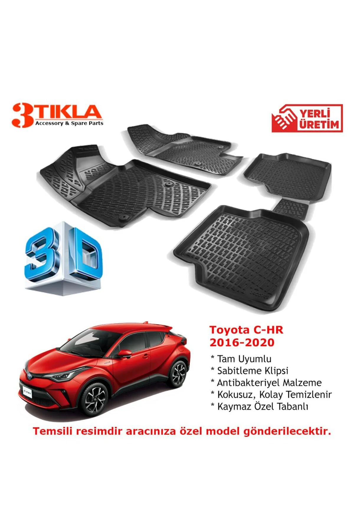 Toyota C-HR 2016-2020 Premium 3D Havuzlu Paspas Seti