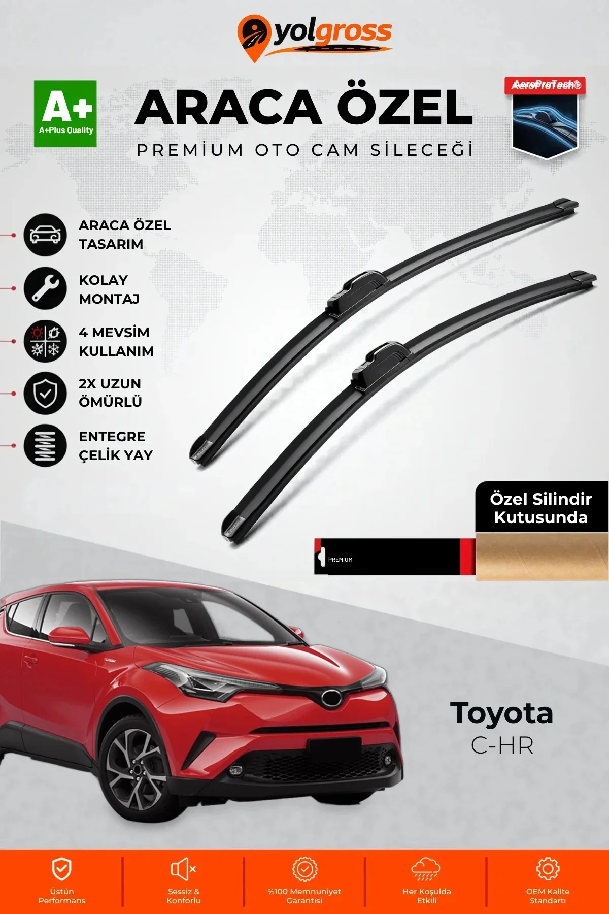 Toyota C-HR Ön Cam Silecek Seti 2016-2023 Premium Araca Özel 65-40 Cm A+ Kalite