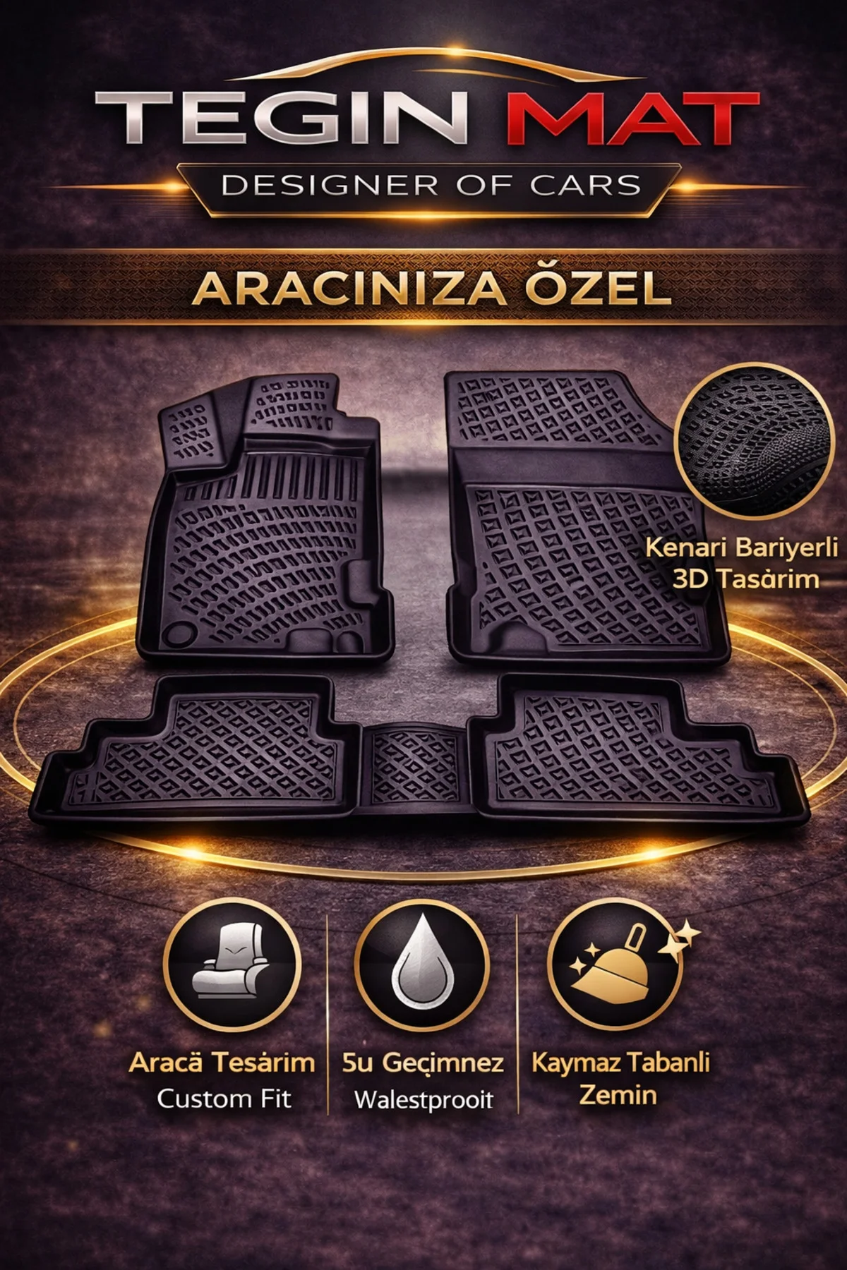 Toyota Camry Hybrit 2017-2024 1.4/1.6 Dizel Siyah 3D Havuzlu Paspas