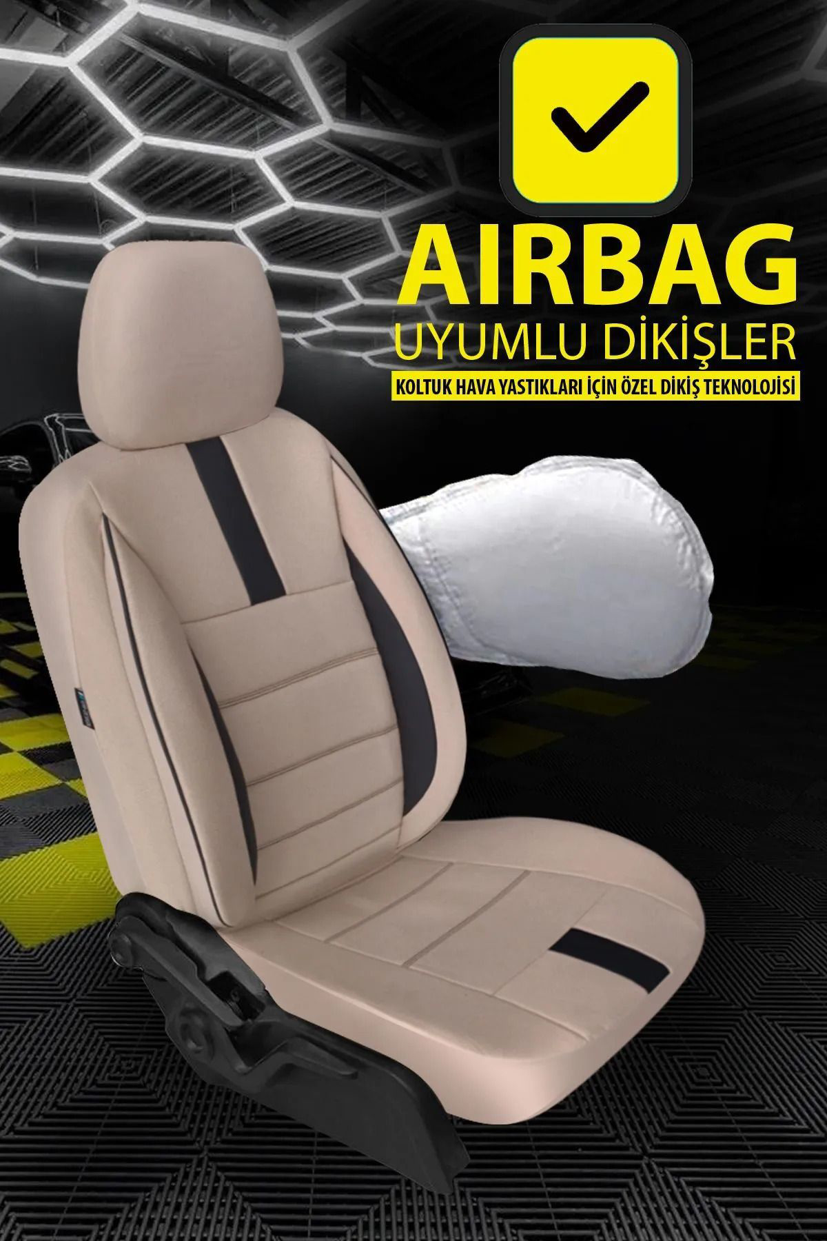TOYOTA CHR 2016-Uyumlu Oto Koltuk Kılıfı Mirage Serisi - Bej