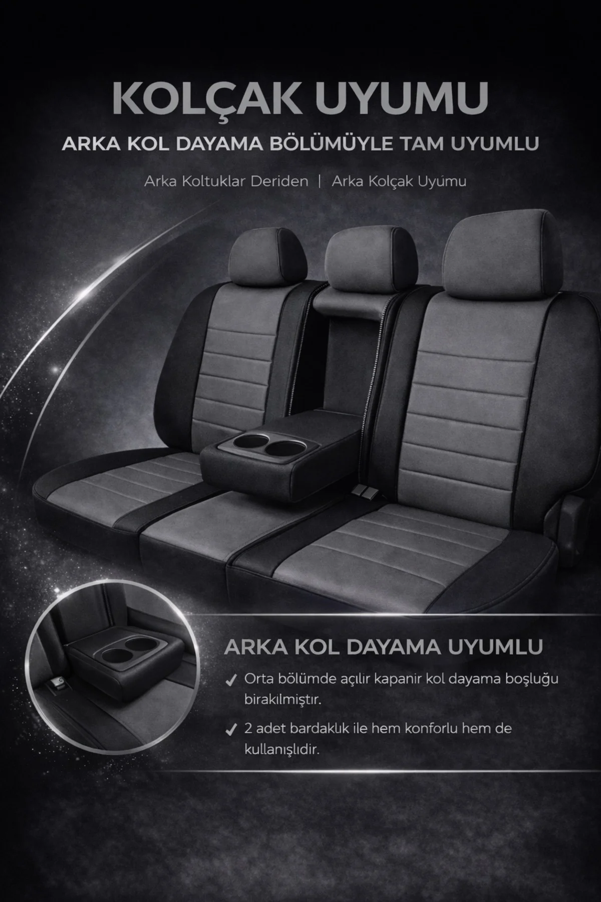 Toyota Corolla 2002 ve Sonrası Uyumlu Colorline Elegance Deri Füme Siyah Koltuk Kılıfı