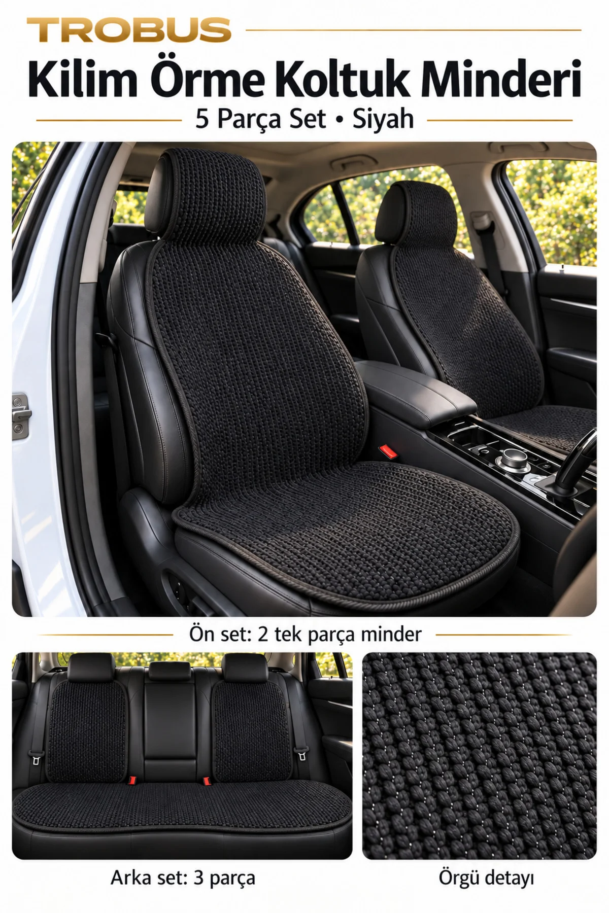 Toyota Corolla 2013-2018 Premium Örme 5 Parça Minder Terletmez Kaymaz Taban Siyah Toyota Corolla 2013-2018 Premium Örme 5 Parça Minder Terletmez Kaymaz Taban Siyah